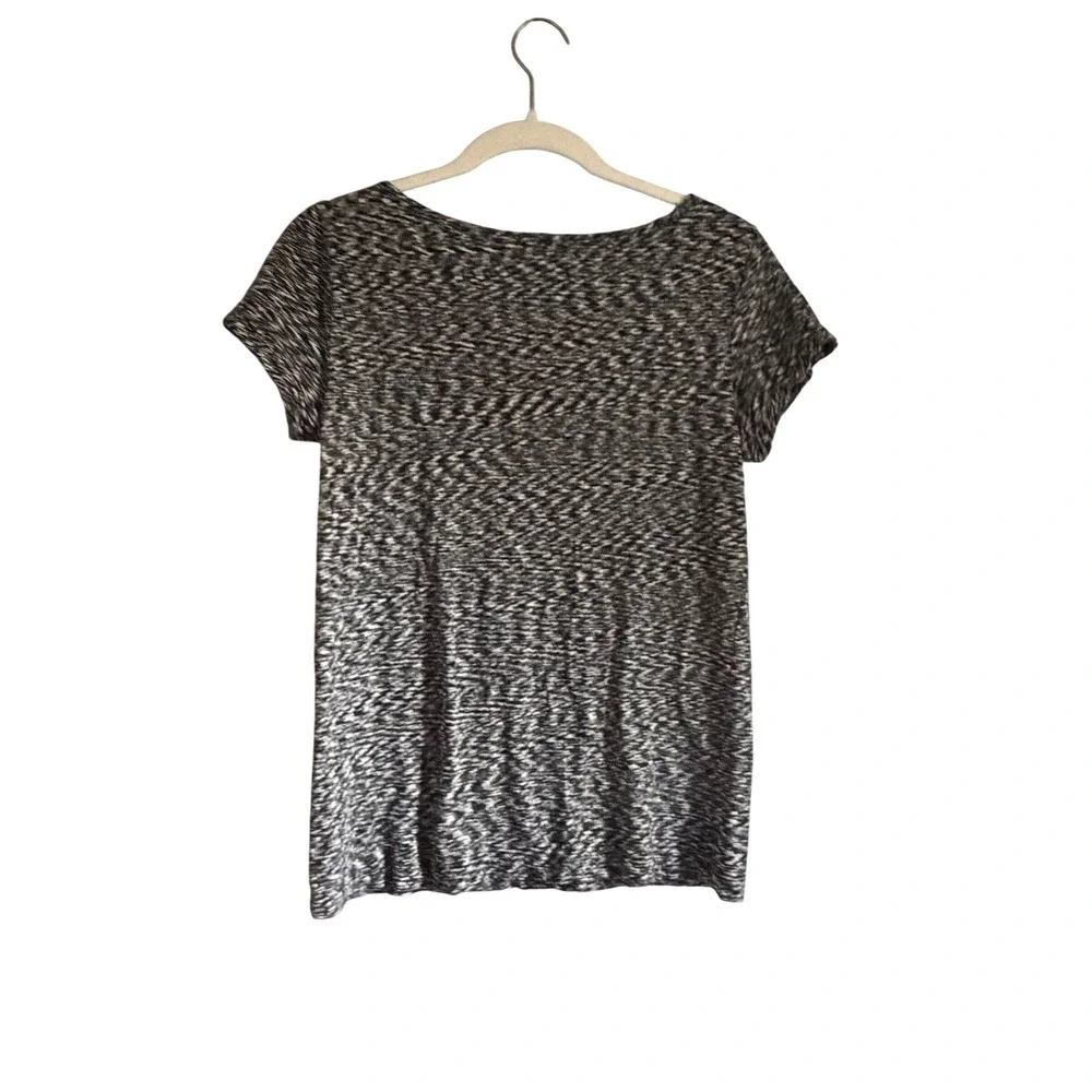 J.Crew Womens Space Dye Scoop Neck Short Sleeve T-Shirt Black White Size S